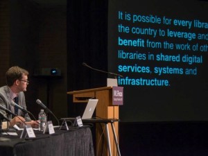 Presenting a framework for the National Digital Platform at the IMLS Focus convening at DCPL's MLK library.