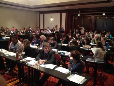 Packed house for a presentation on the NDSA levels of preservation at Webwise in February 